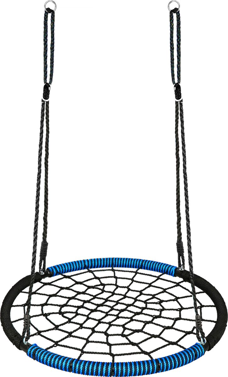 Springos Nestschommel | Kinderschommel | Ø100 CM | Max 150 KG | Blauw / Zwart